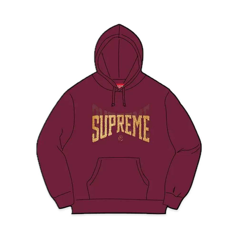 Supreme Rhinestone Shadow Hooded Sweatshirt "Burgundy"