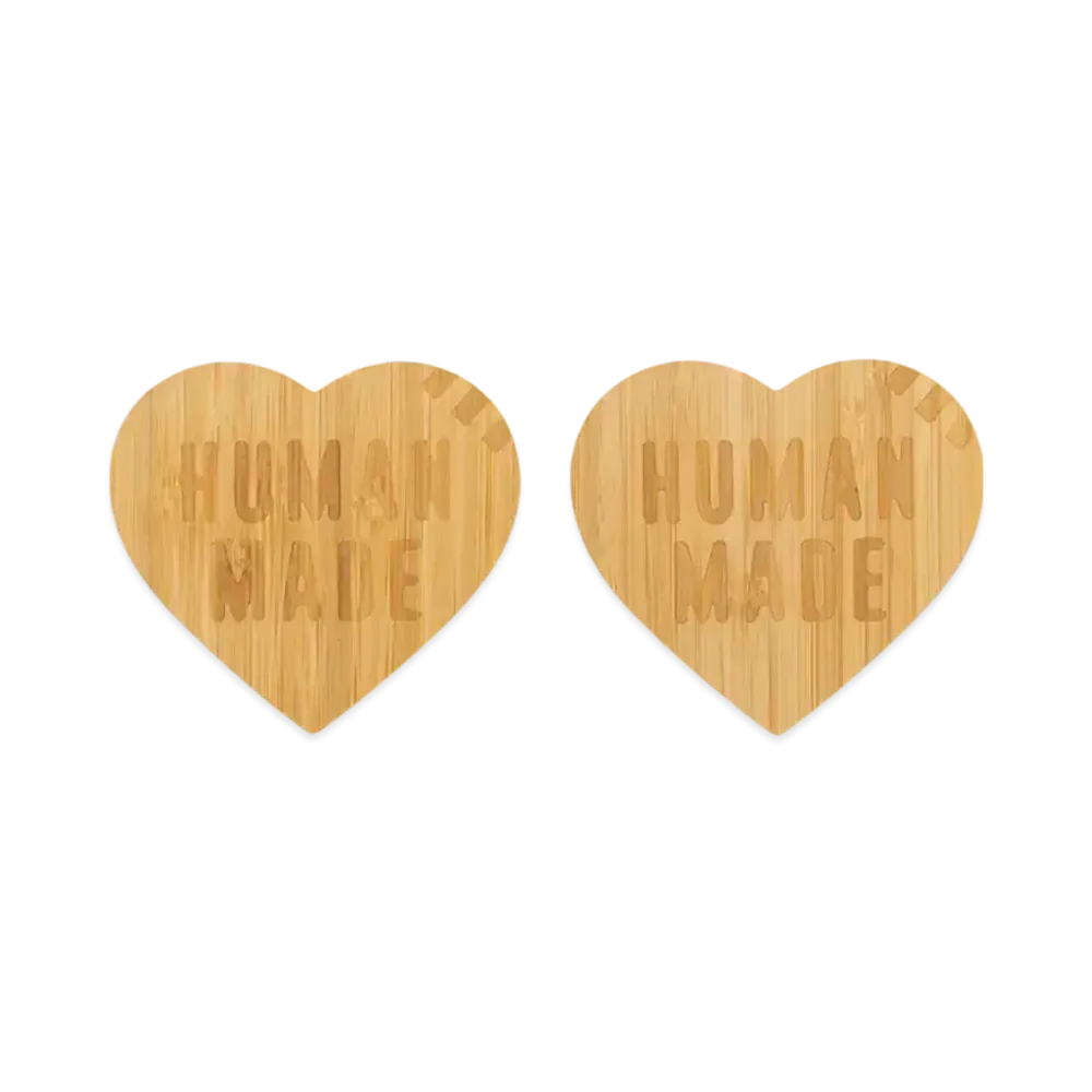 HUMAN MADE Heart Bamboo Coaster Set 2P "Beige"