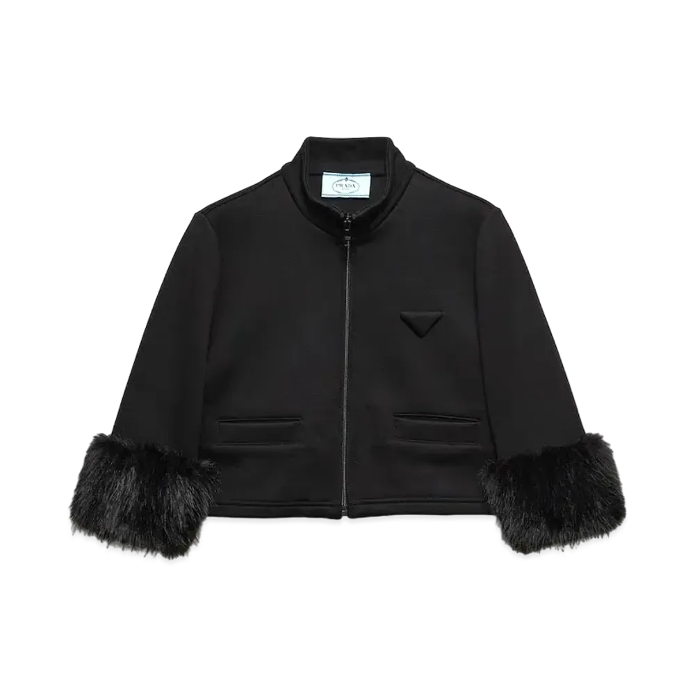 PRADA Women's Cropped Fleece Blouson "Black"