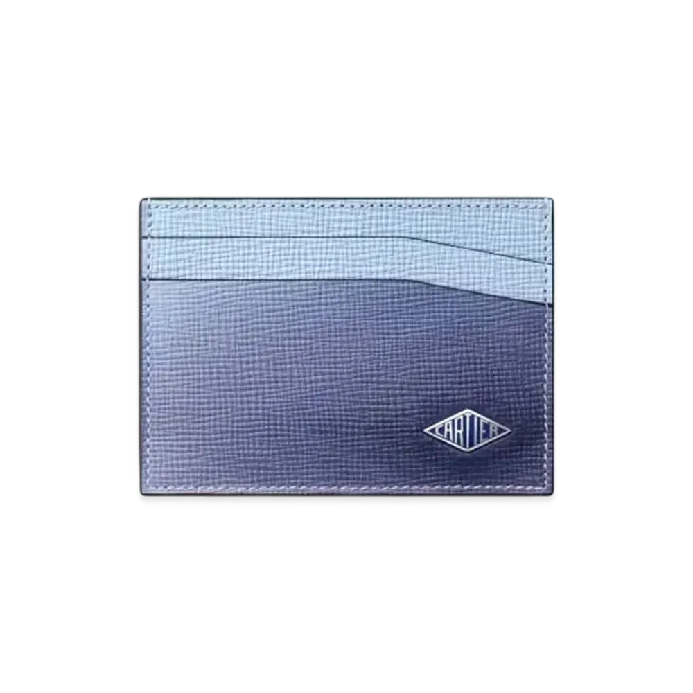 Cartier Double Card Holder Cartier Losange "Deep Blue/Cloud Gray"