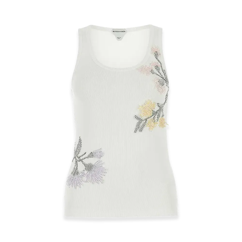 Bottega Veneta Women's Stretch Cotton Tank Top "White"