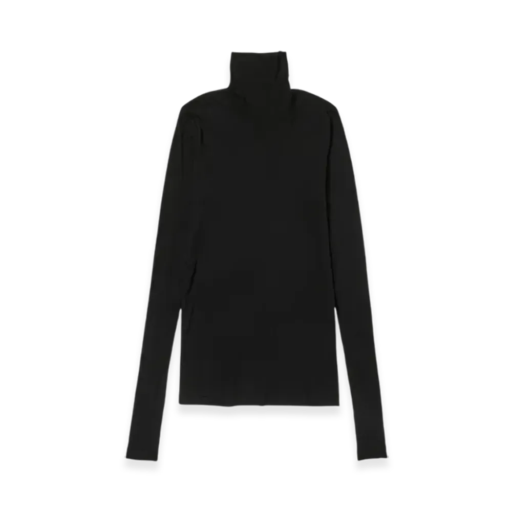 AURALEE High Gauge Sheer Rib Turtle Neck L/S T-Shirt "Black"