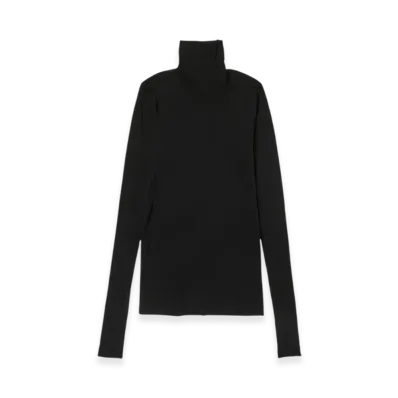 AURALEE High Gauge Sheer Rib Turtle Neck L/S T-Shirt "Black"