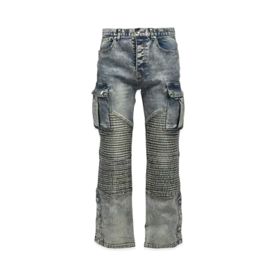 BREATH Coating Slim Biker Cargo Pants "Indigo"