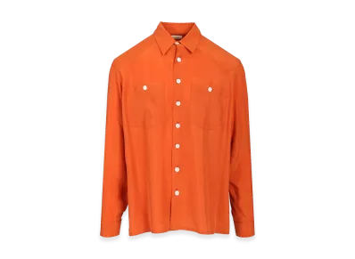 Saint Laurent Pajama Shirt In Silk Haboutai "Orange"