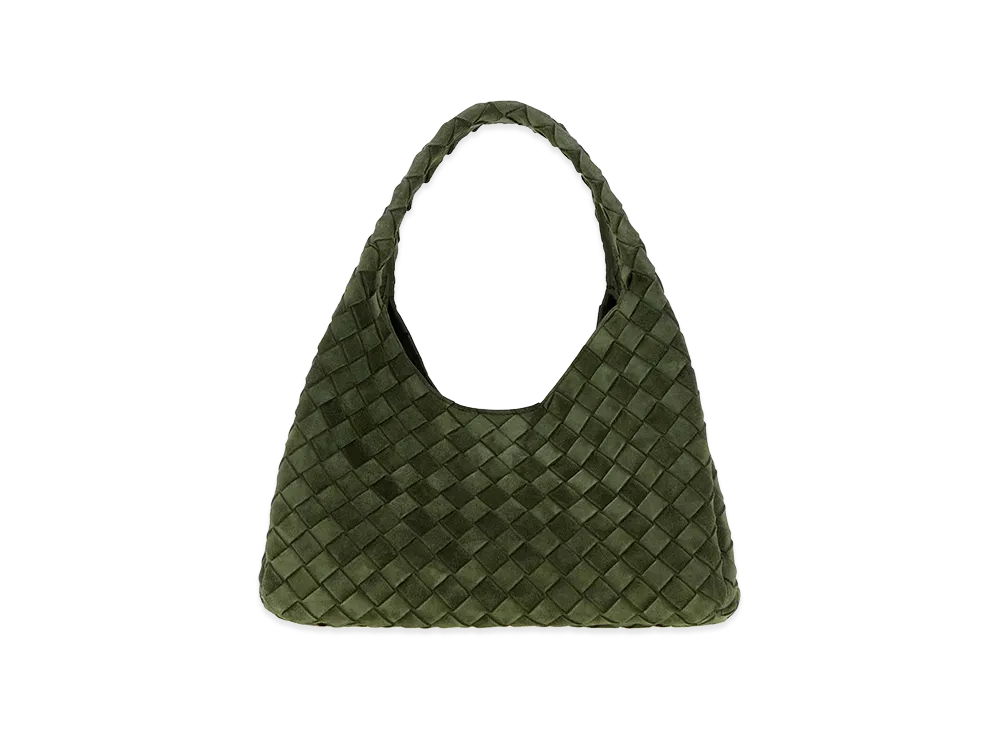 Bottega Veneta Women's Suede Small Campana Shoulder Bag "Green"