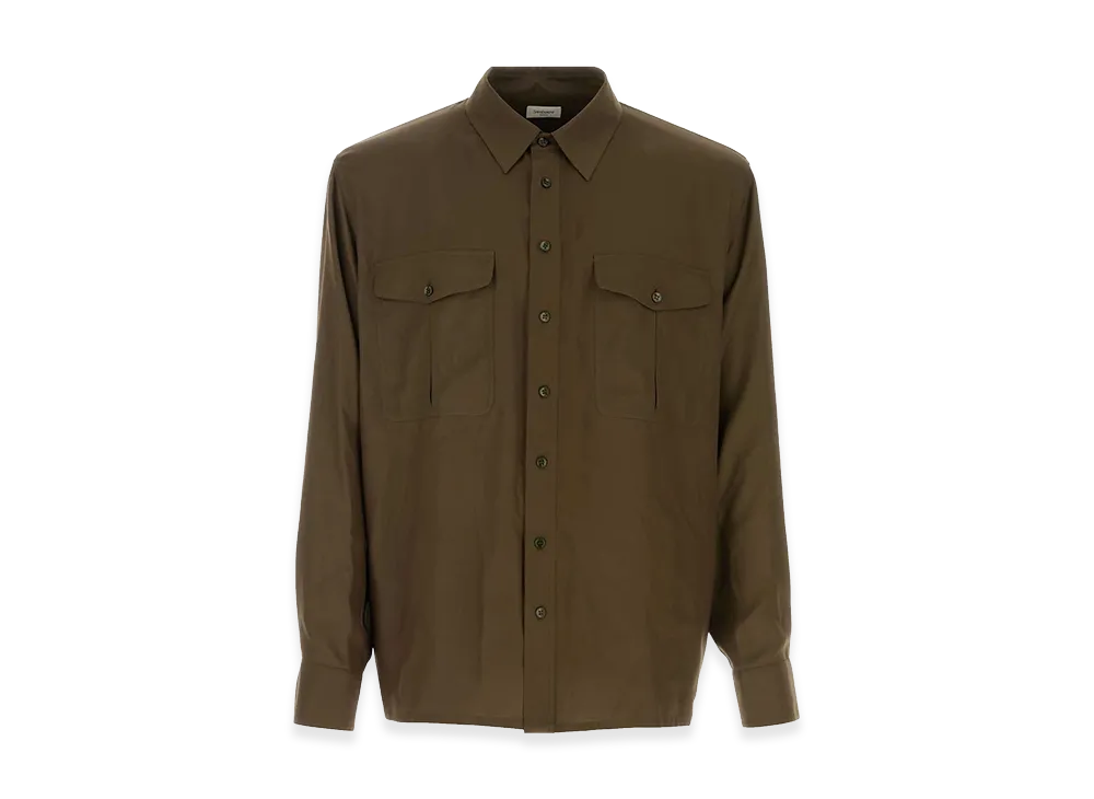 Saint Laurent Olive Silk Shirt "Green"