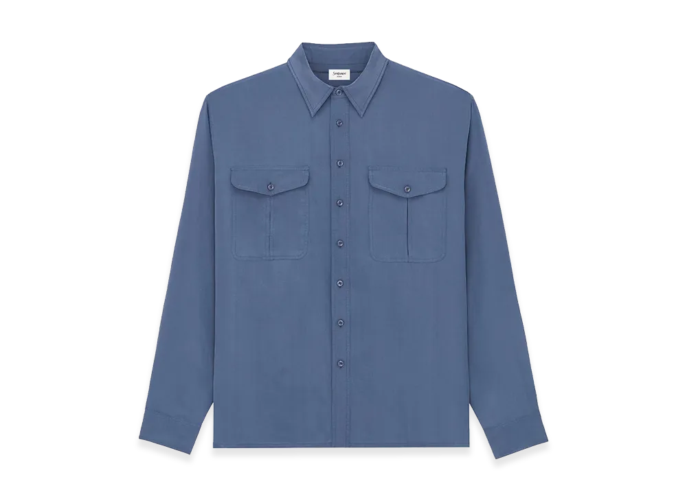 Saint Laurent Viscose And Silk Shirt "Light Blue"