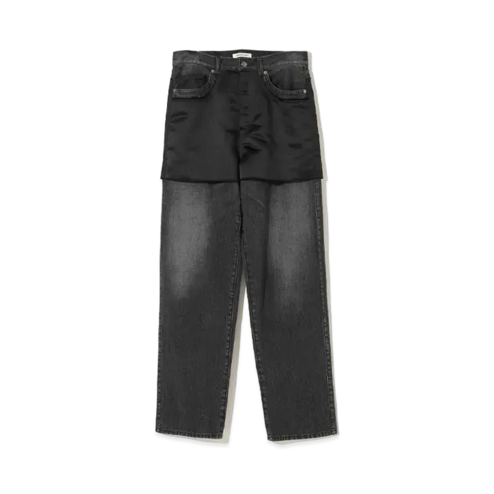 UNDERCOVER Satin-Switched Distressed Jeans "Black"