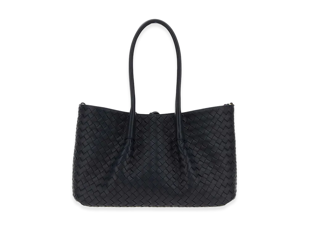 Bottega Veneta Women's Leather Pinacoteca Reversible Shopping Bag "Midnight Blue"