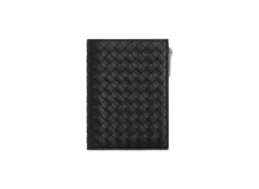 Bottega Veneta Intrecciato Piccolo Passport Case with Zip "Black"