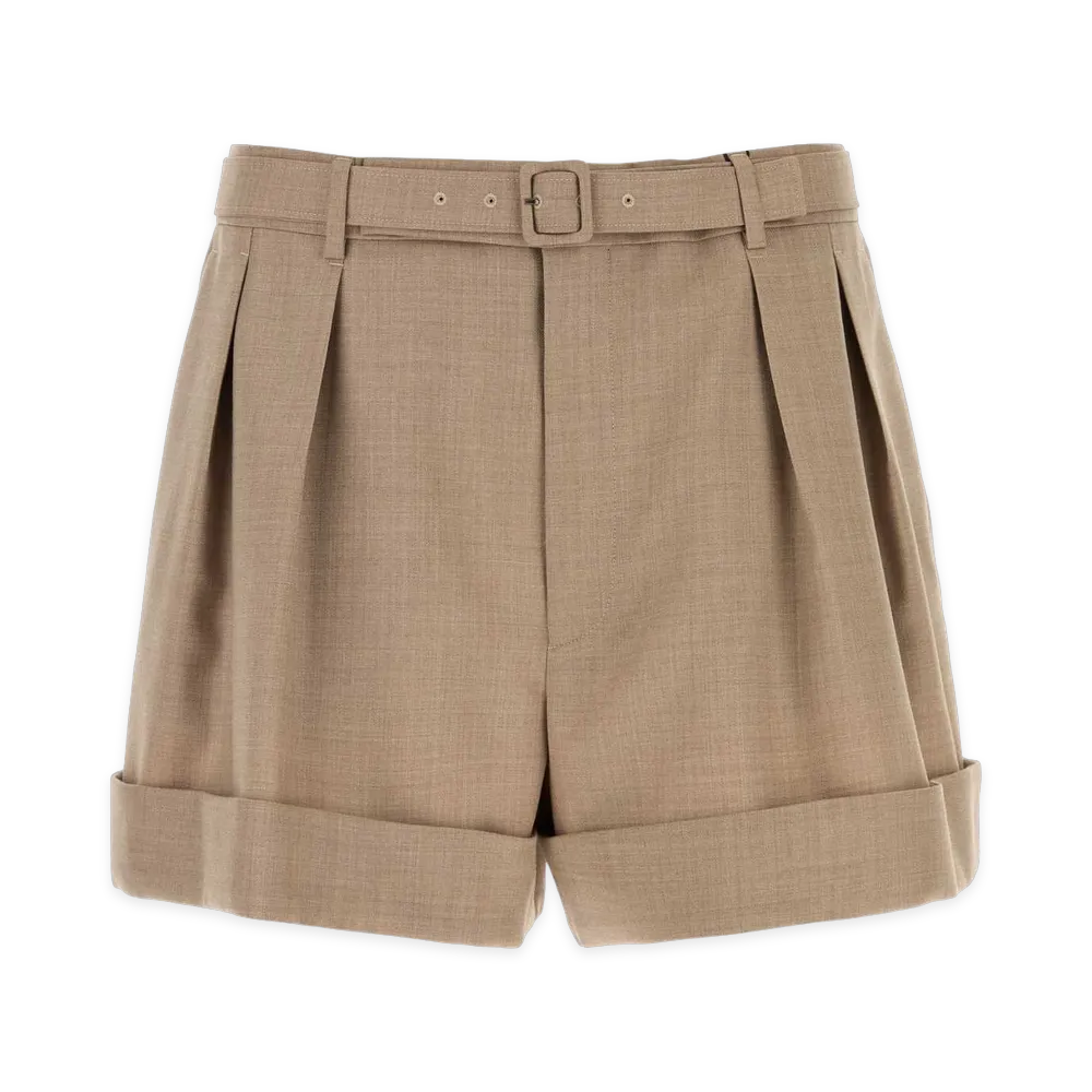 Saint Laurent Wool Bermuda Shorts "Beige"