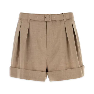 Saint Laurent Wool Bermuda Shorts "Beige"