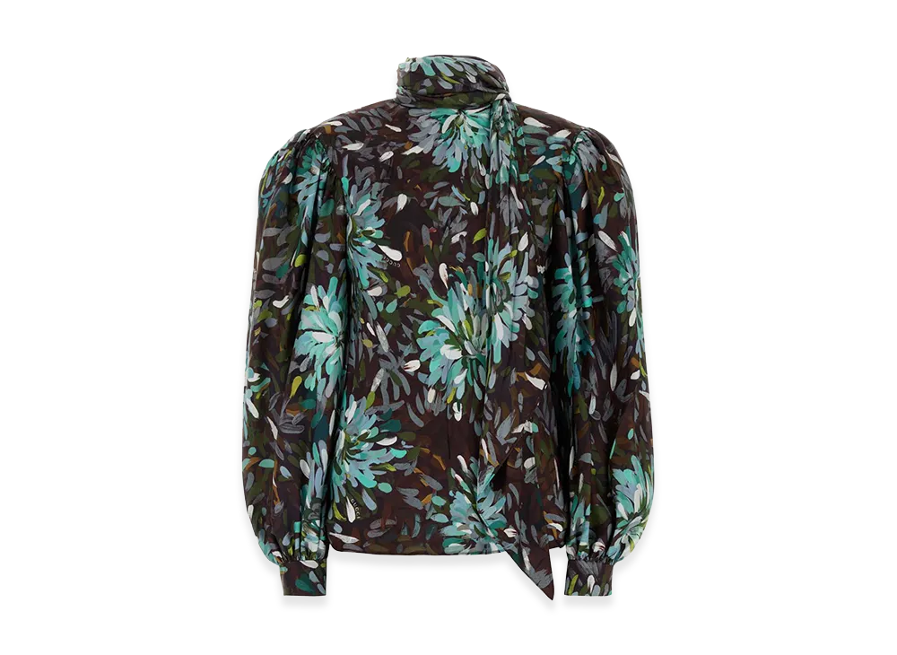 GUCCI Women's Printed Twill Blouse "Blue"