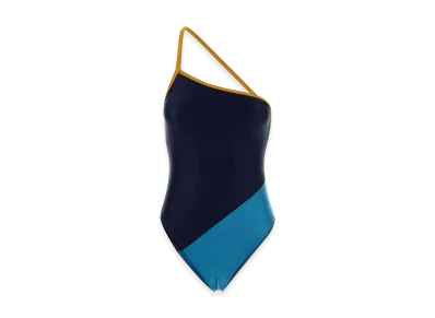 Saint Laurent Women's Two-Tone Stretch Nylon Swimsuit "Multi"