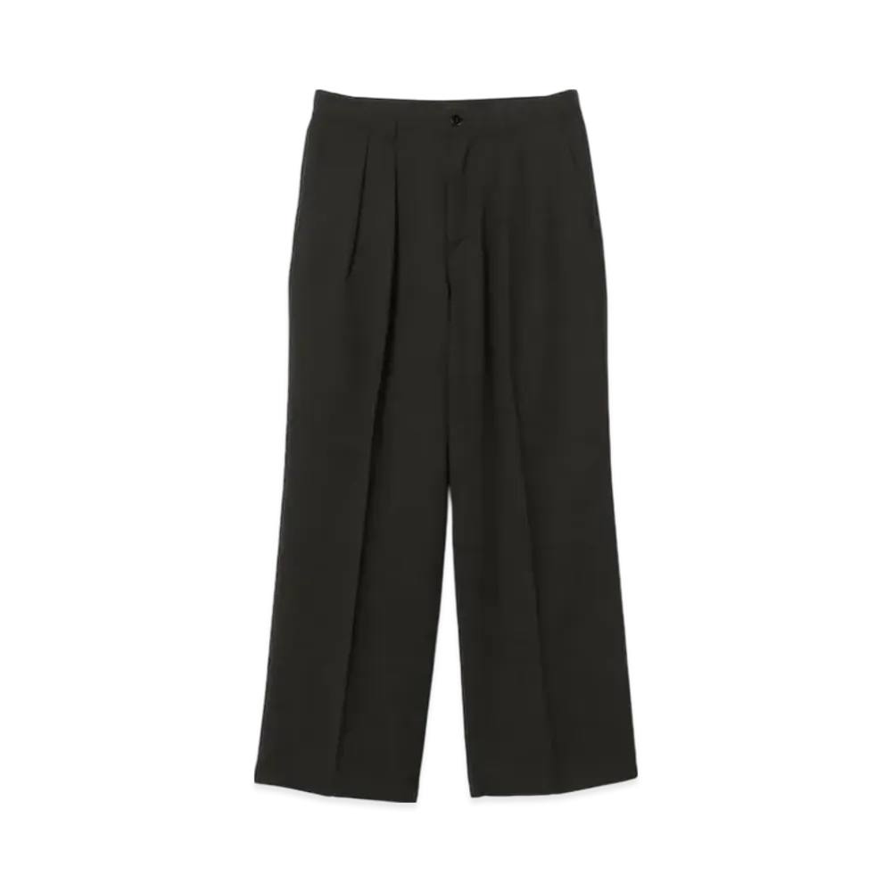 BEAMS 2 Pleat Wide Slacks "Black"