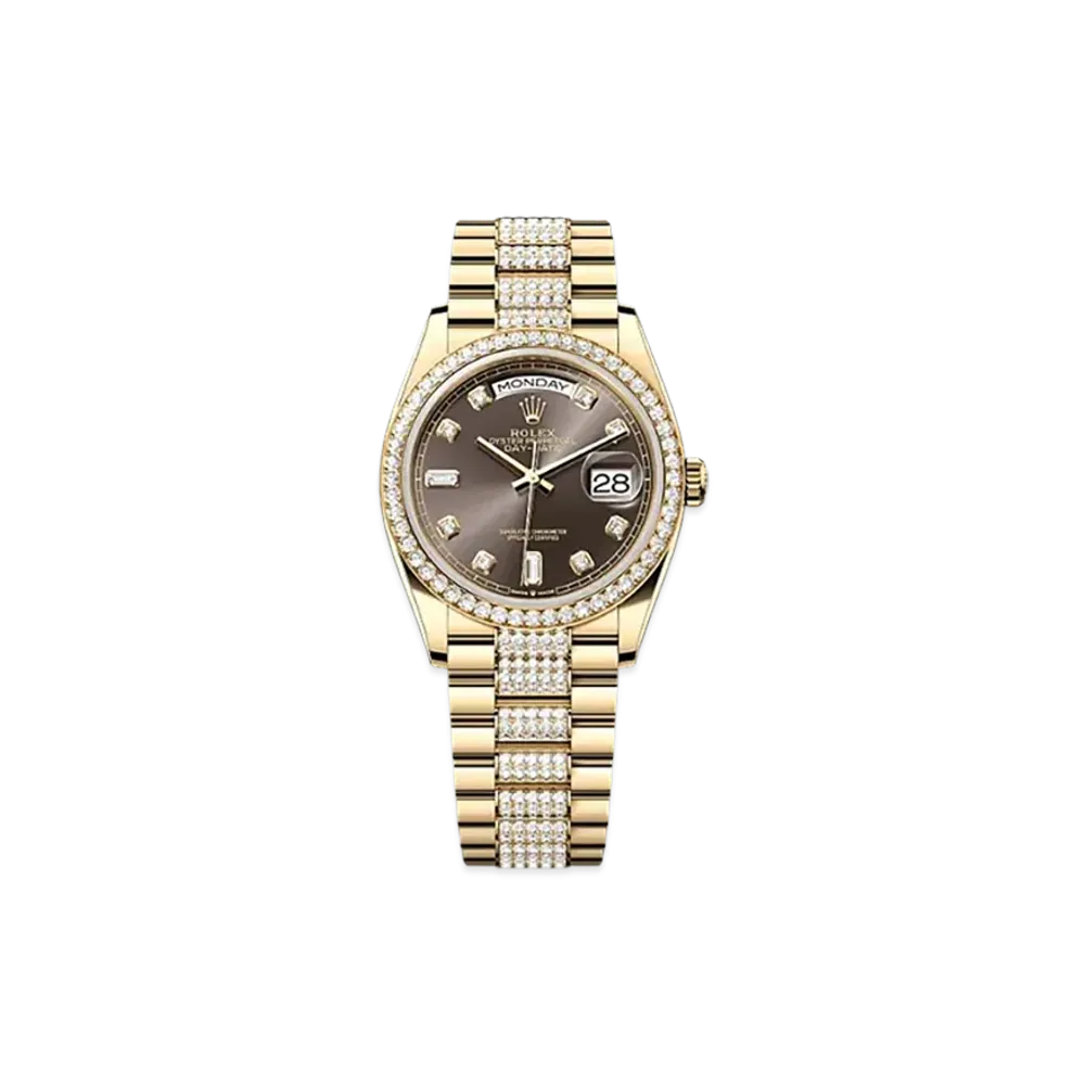 ROLEX Day-Date 36mm Yellow Gold Diamond 128348RBR "Dark Grey"