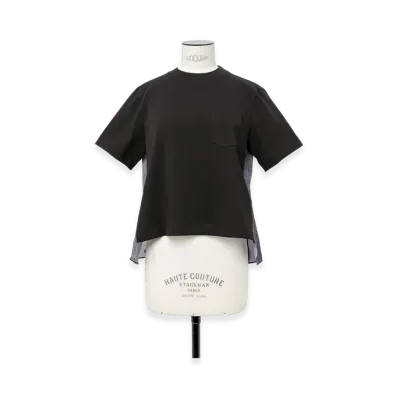 sacai Denim x Cotton Jersey T-Shirt "Black/Indigo"