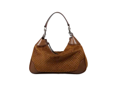 GUCCI Women's Suede Medium Gucci B Shoulder Bag "Camel"