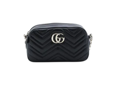 GUCCI Women's Nappa Leather GG Marmont Crossbody Bag "Black"