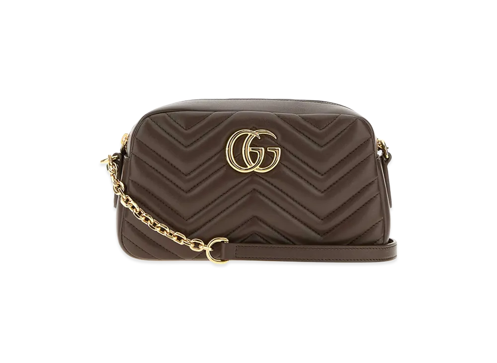 GUCCI Women's Nappa Leather GG Marmont Crossbody Bag "Brown/Mud"