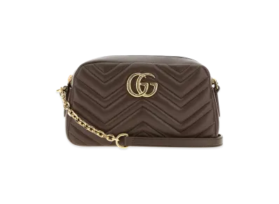 GUCCI Women's Nappa Leather GG Marmont Crossbody Bag "Brown/Mud"