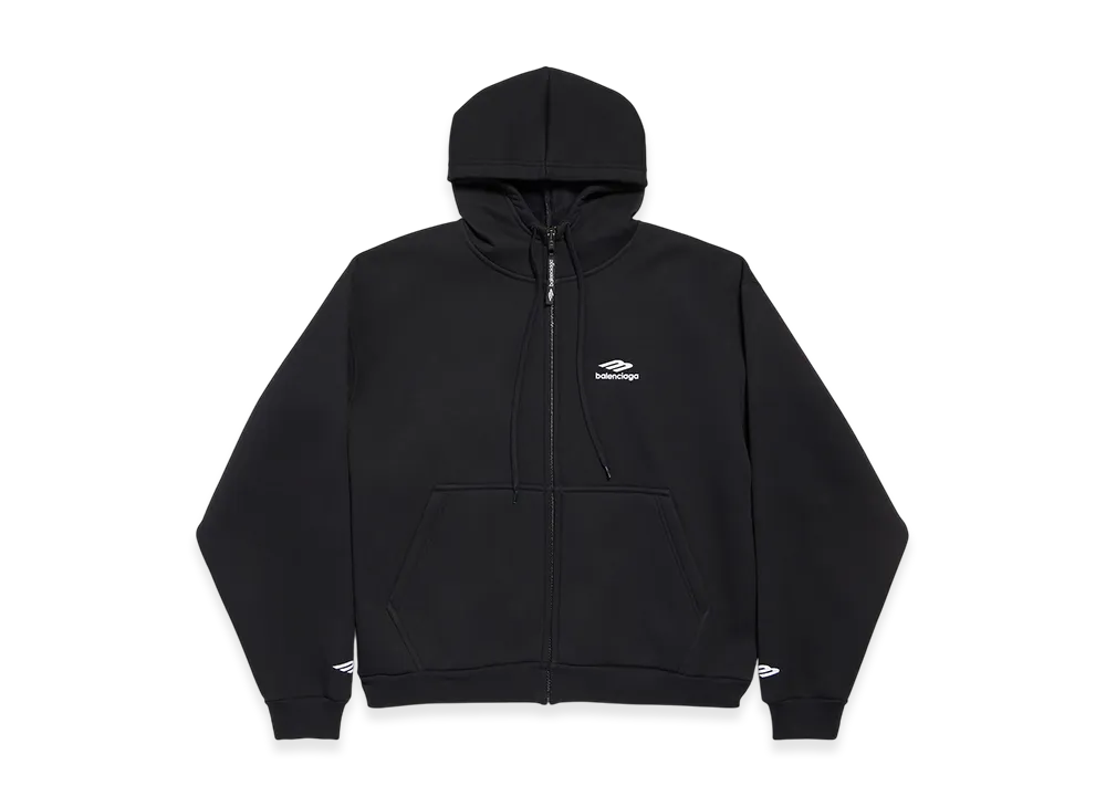 BALENCIAGA 3B Sports Icon Zip-up Hoodie "Black/White"