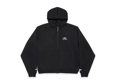 BALENCIAGA 3B Sports Icon Zip-up Hoodie "Black/White"