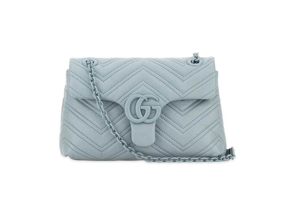 GUCCI Women's Nappa Leather Small GG Marmont Shoulder Bag "Light Blue"