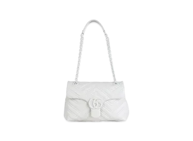 GUCCI Women's Nappa Leather Small GG Marmont Shoulder Bag "White"