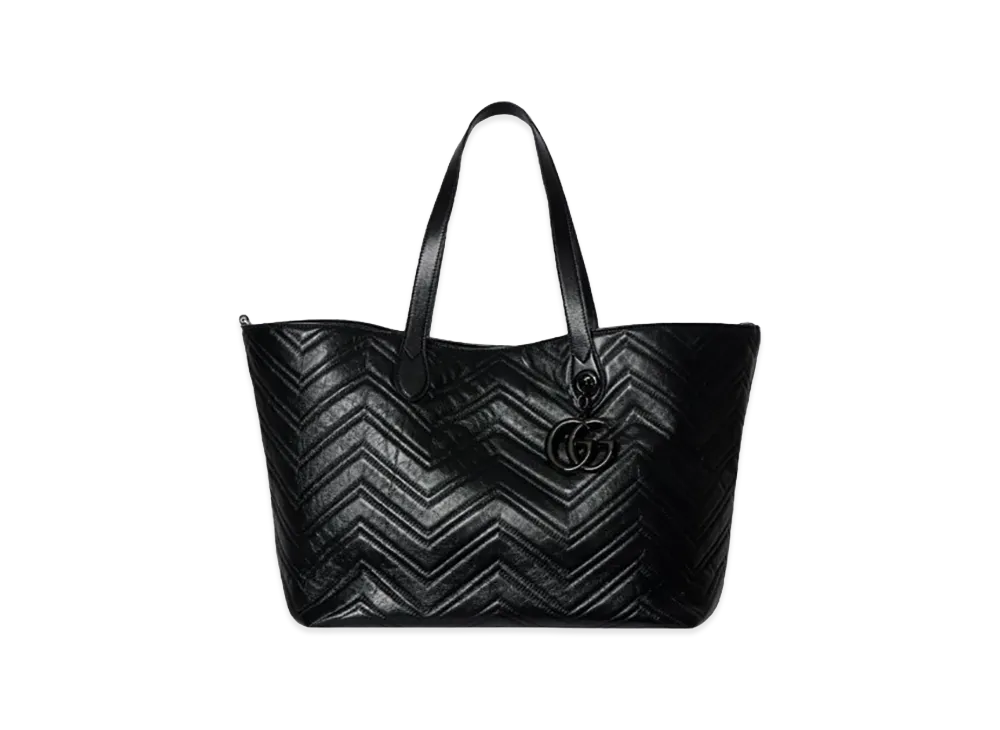 GUCCI Women's Leather Large GG Marmont Shopping Bag "Black"