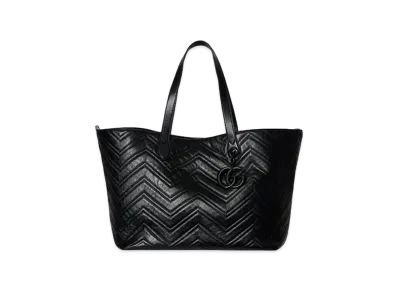 GUCCI Women's Leather Large GG Marmont Shopping Bag "Black"