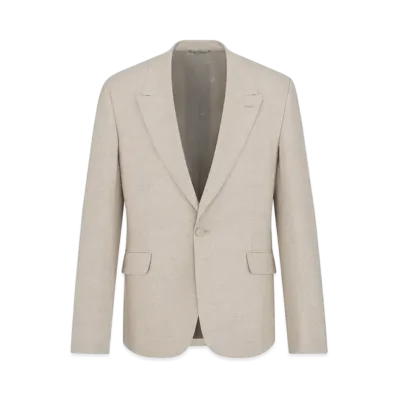 Dior Men's Jacket with Rounded Closure Virgin Wool and Linen "Beige"