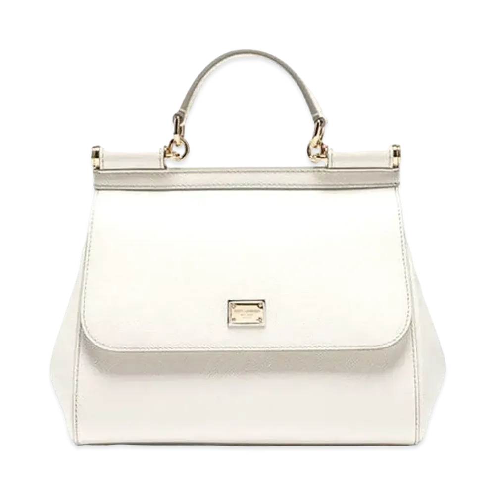 Dolce&Gabbana Sicily Bag Dauphine Leather Medium Size "White"