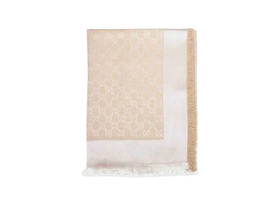 GUCCI Women's Wool And Silk Shawl GG "Beige"