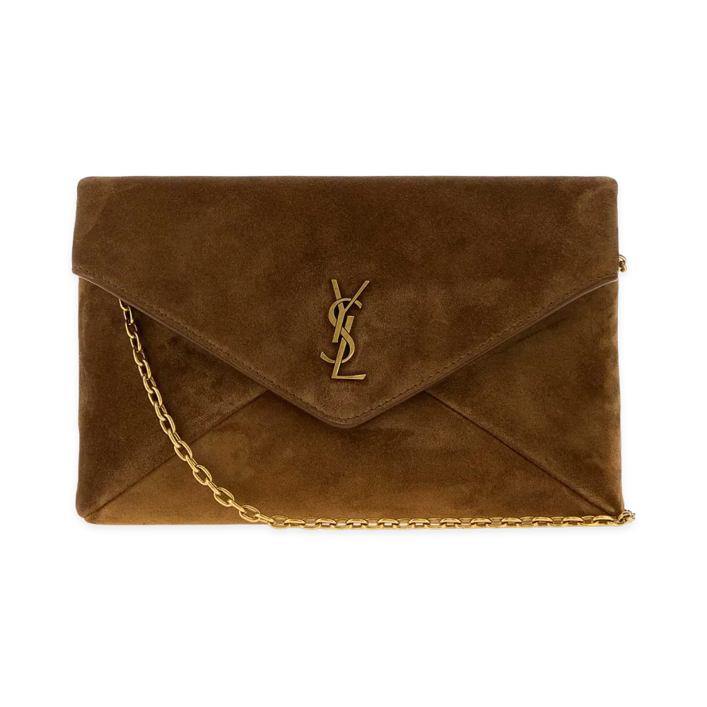 Saint Laurent Women's Caramel Suede Small Cassandre Crossbody Bag "Brown"