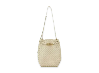 Bottega Veneta Women's Ivory Leather Small Andiamo Bucket Bag "White"