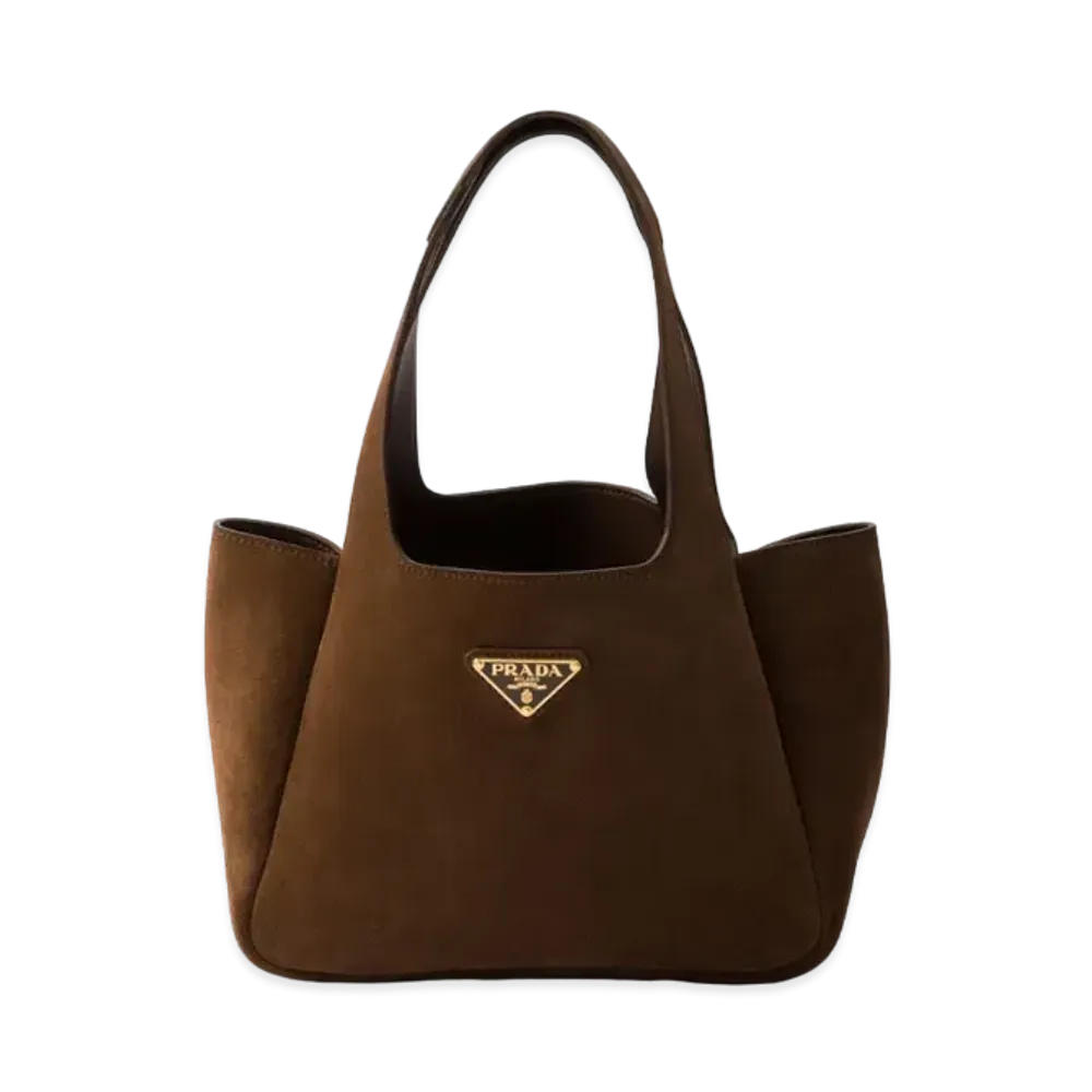 PRADA Mini Suede Shopping Bag "Dark Brown"