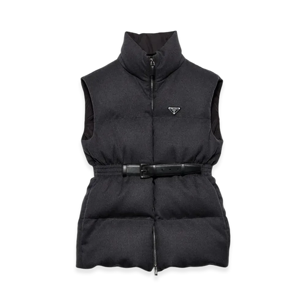 PRADA Women's Flannel Down Vest "Slate Gray"