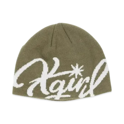 X-Girl Sign Logo Jacquard Beanie "Olive"