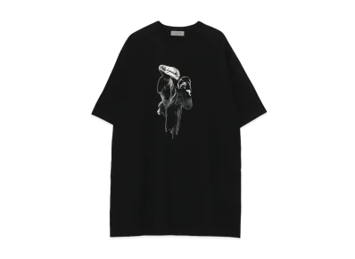 Yohji Yamamoto Pour Homme 30/-COMBED PLAIN STITCH ORIGINAL PRINT BIG HALF SLEEVES "Black"