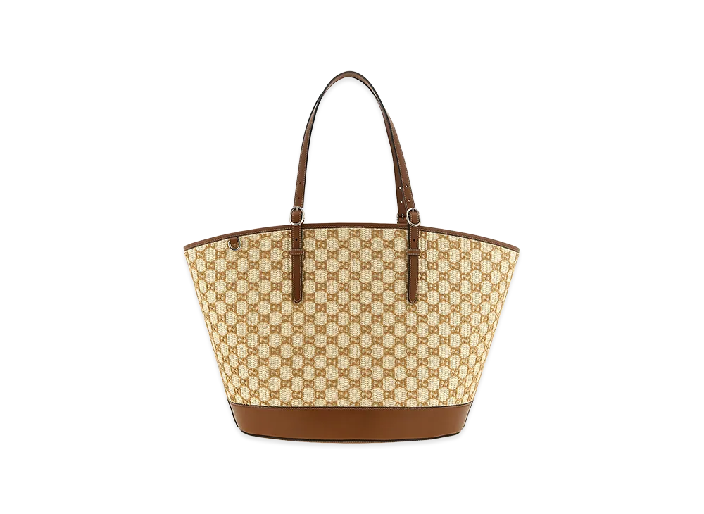 GUCCI Women's Large Woven Shopping Bag "Brown"