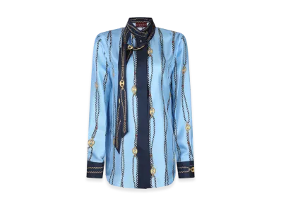 GUCCI Women's Lavalliere Collar Shirt "Light Blue"