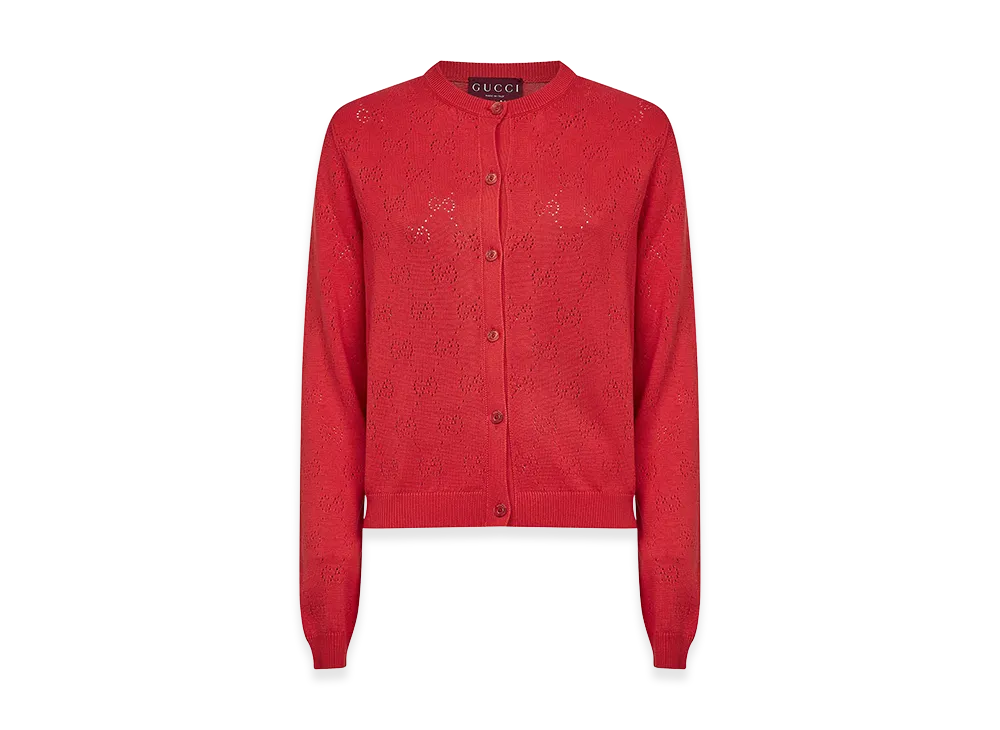GUCCI Women's Openwork GG Cardigan "Pink"
