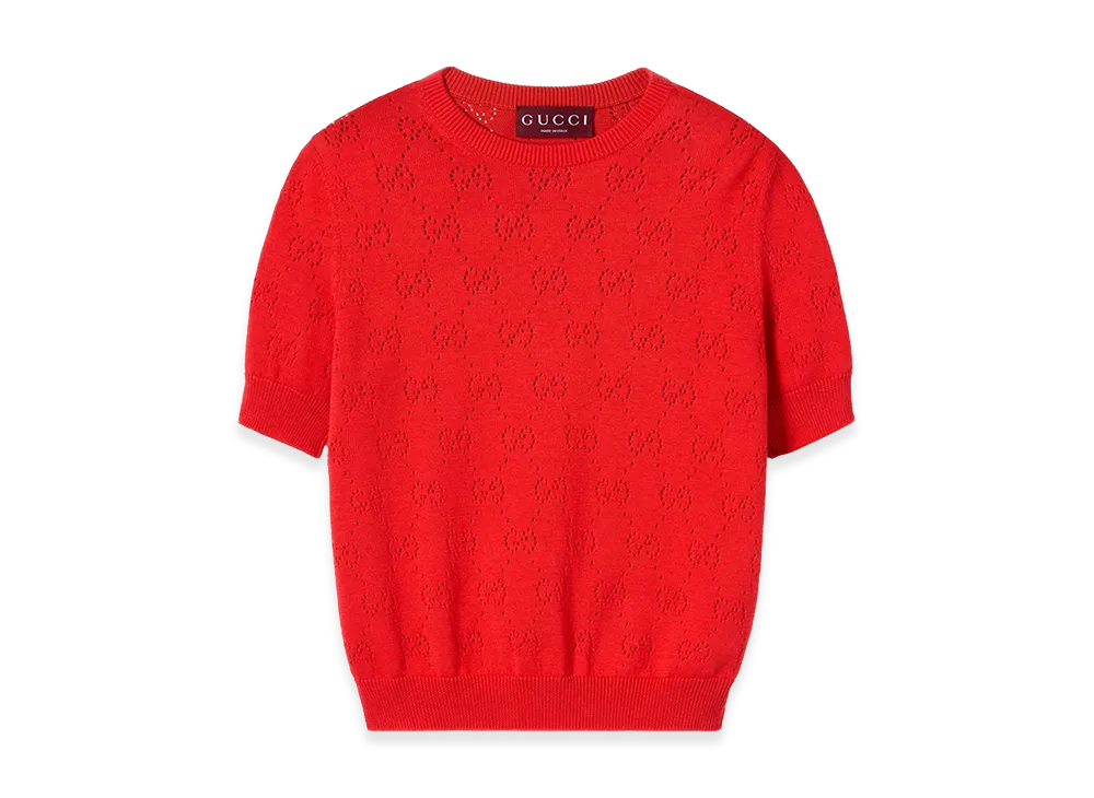 GUCCI Women's Openwork GG Sweater "Pink"