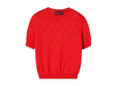 GUCCI Women's Openwork GG Sweater "Pink"