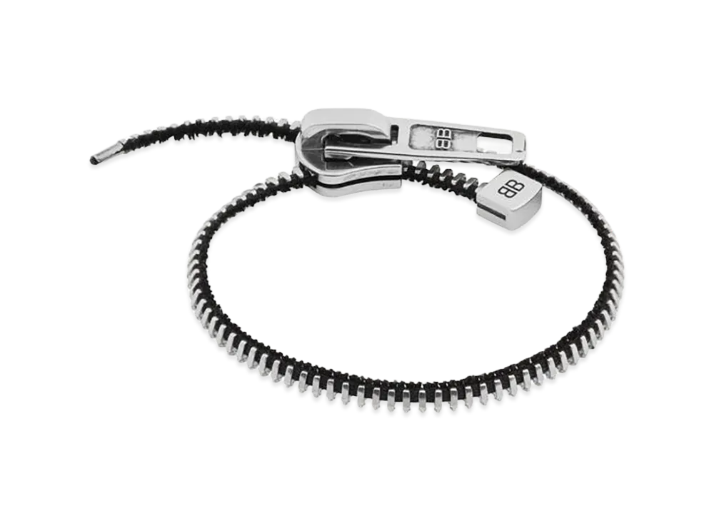BALENCIAGA DIY Zip Bracelet "Shiny Silver/Antique Silver/Black"