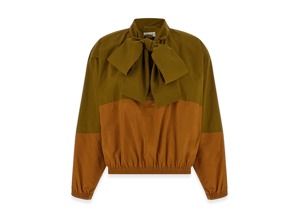 Saint Laurent Women's Cassandre Windbreaker "Green/Brown"
