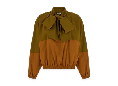 Saint Laurent Women's Cassandre Windbreaker "Green/Brown"