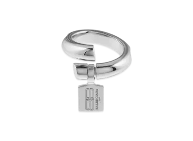 BALENCIAGA Saint-germain Tag Ring "Shiny Silver"